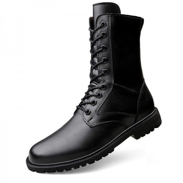 Winter New High Top Martin Boots Men's Boots with Velvet Zipper Men's Boots Leather Boots 