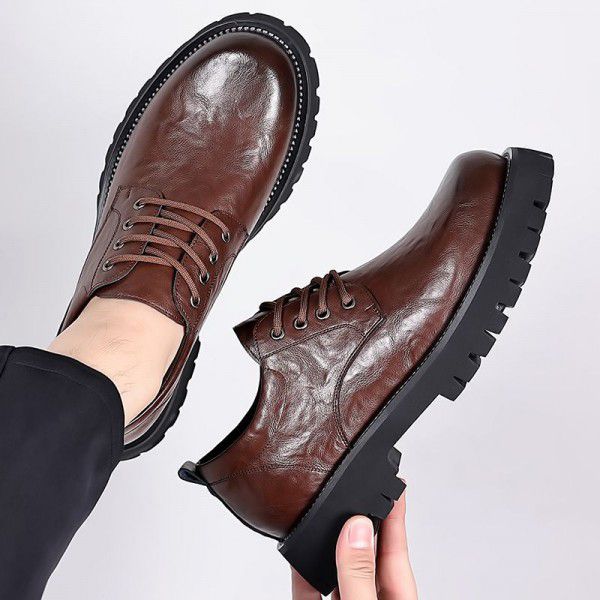 New two-layer cowhide genuine leather thick soled big toe leather shoes for men with rubber soles and increased wear resistance work clothes shoes for men's shoes 