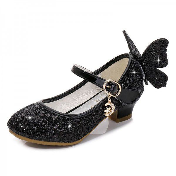 Girls' High Heel Princess Leather Shoes Spring and Autumn New Children's Single Shoes 