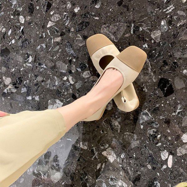 Soft soled thick heeled small fragrant style color...