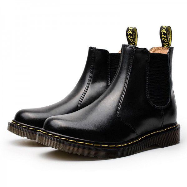Women's genuine leather couple Martin boots Men's English short boots Men's casual large leather shoes 