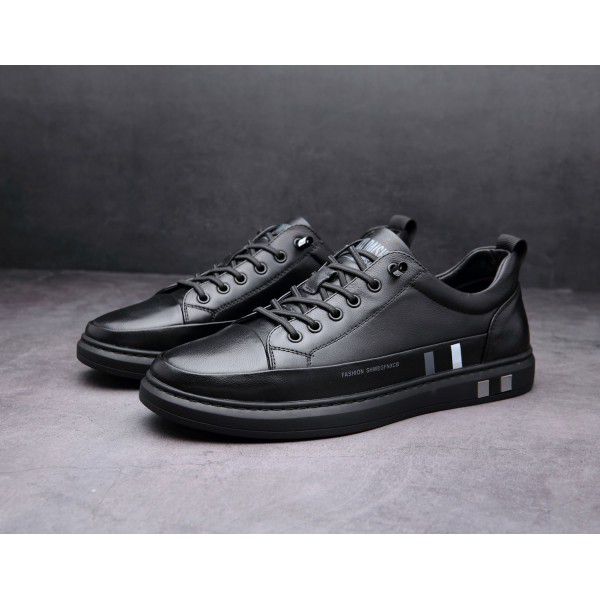 Spring new top layer cowhide casual shoes simple a...