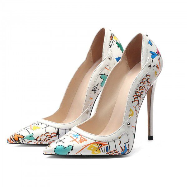 Steel pipe slim high heel splicing jump color fashionable single shoe 
