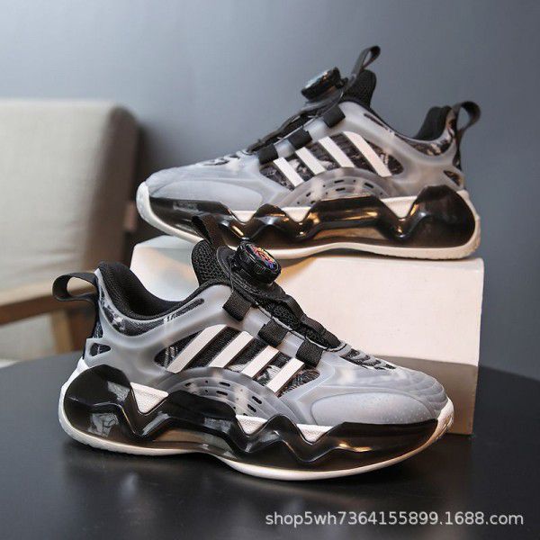 Boys' Shoes Spring and Autumn New Rotary Button Boys' Versatile Running Shoes Middle and Big Children's Sports Shoes 