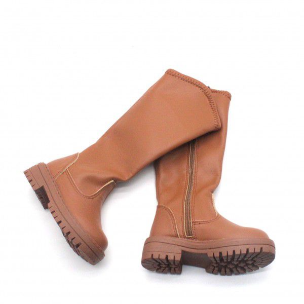Autumn and Winter New Fashion Super Fiber Side Zipper Soft High Sleeve Girls' Boots Small and Medium Girls 