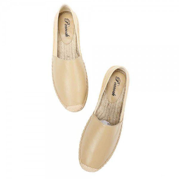 Spring and Autumn Versatile Lefu Grass Woven Women's New Sheepskin Colored Lazy Flat Sole Single Shoe 