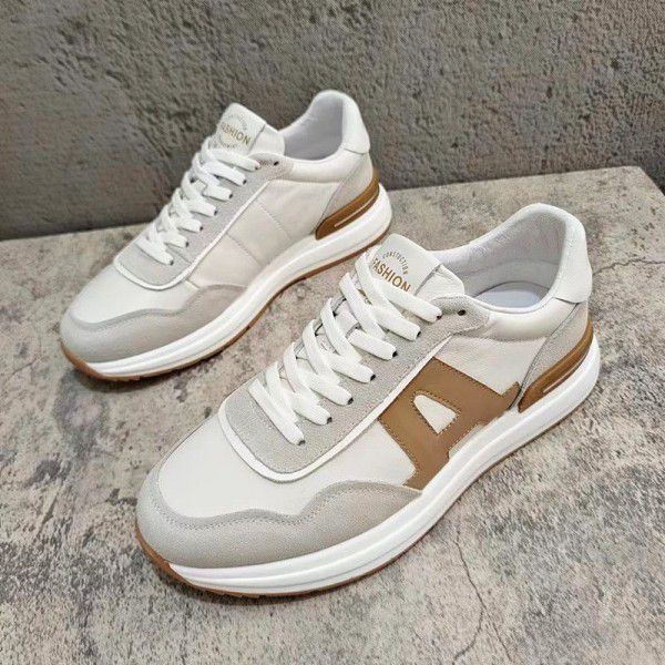 Genuine leather sports shoes are trendy and versatile for men. Cowhide casual shoes with top layer, breathable running shoes for men 
