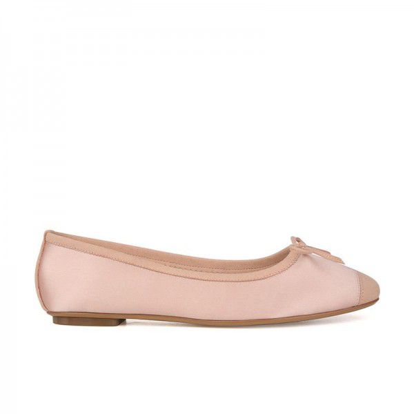 French sheepskin square toe bow thick heeled ballet shoes for women's singles 