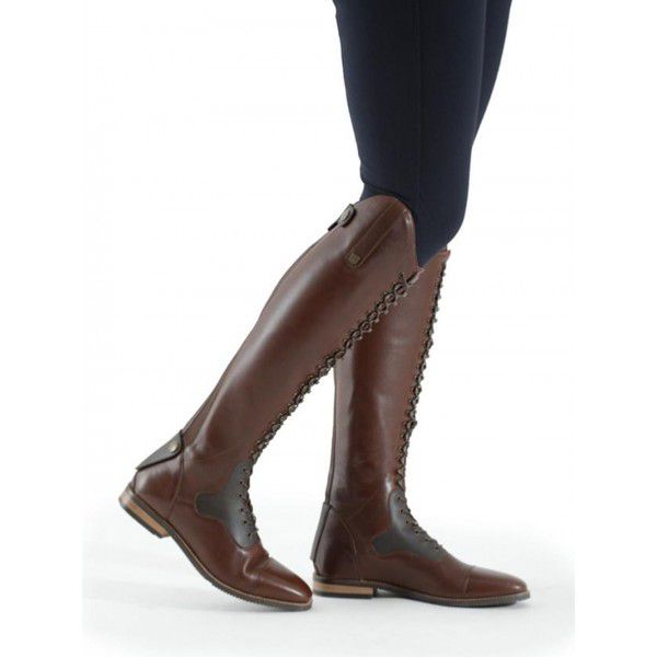 Winter New British Style Knight Women's Boots Low Square Heel Metal Decoration Front Lace up High Barrel Large Women's Boots 