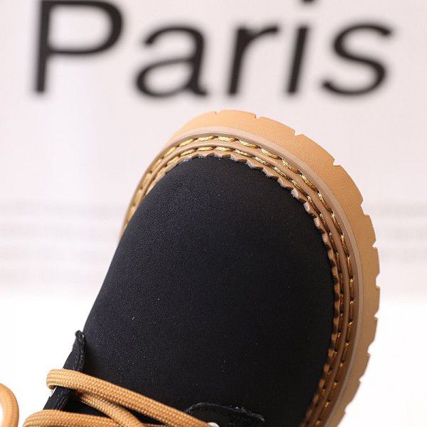 Autumn New Children's Boots Girls' English Style Black Martin Boots Boys' Genuine Leather Mid Sleeve Short Boots Fashion Single Boot 