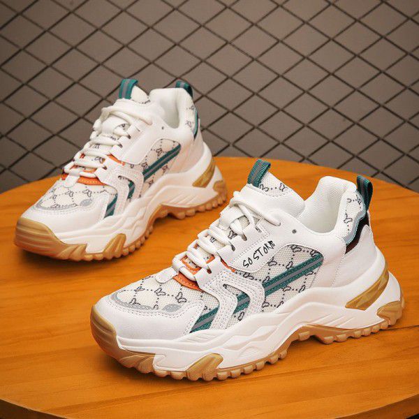 Girls' thick soled dad shoes increase height, autumn and winter plush retro white casual shoes, seasonal trend, versatile sports shoes for women 