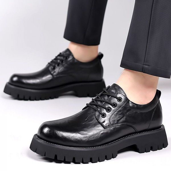 New two-layer cowhide genuine leather thick soled big toe leather shoes for men with rubber soles and increased wear resistance work clothes shoes for men's shoes 