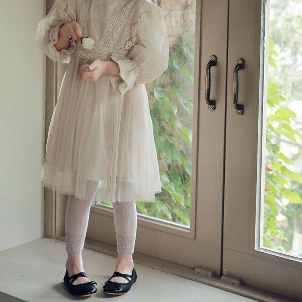 Spring New Korean Version Angel Children's Square Mouth Shoes Girls' Soft Sole Contrast Color 