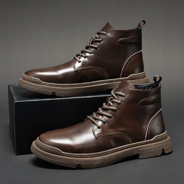 Men's Martin Boots Autumn and Winter New Breathable Medium Work Suit Military Boots British Fashion High Top Shoes and Boots Trend 
