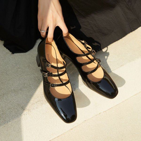 Thick high heels Mary Jane women's new French style single shoes 