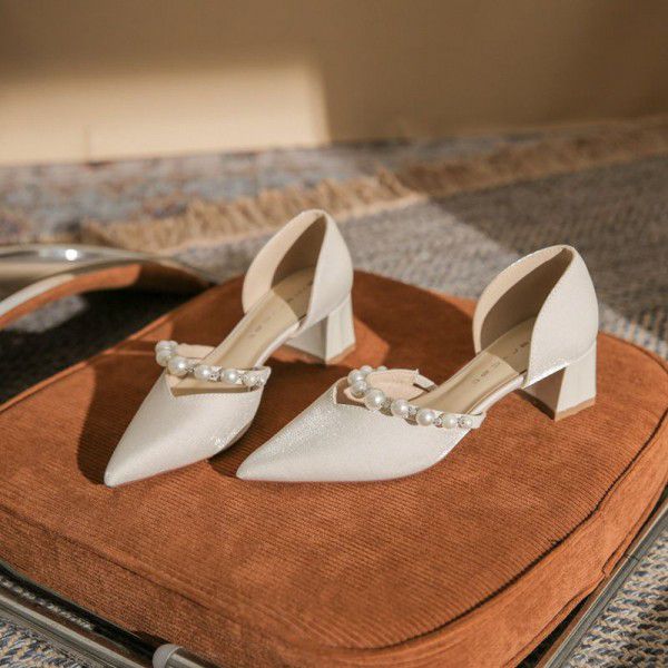 Pointed Mary Jane Shoes Women's Summer New Pearl H...