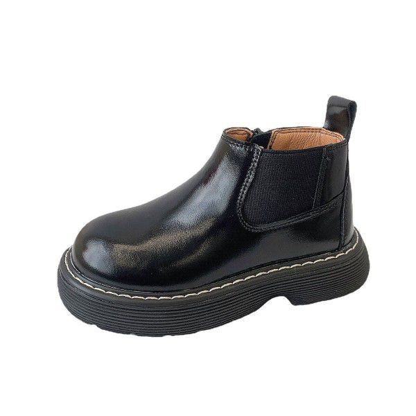 Children's Short Boots Simple Autumn New Girls' English Style Thick Sole Single Martin Boots Boys' Boots 