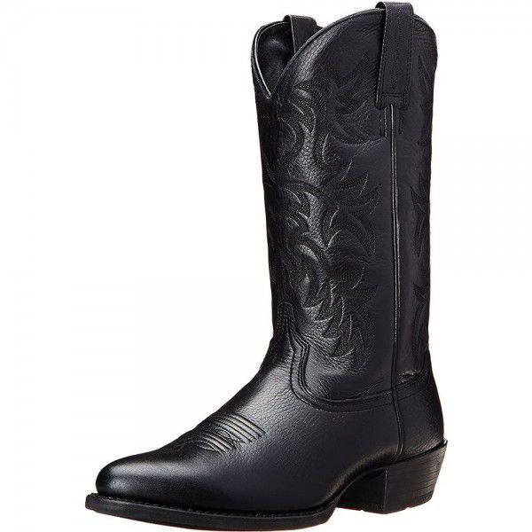 Embroidered high-heeled men's wooden root mid sleeve boots Western Cowboy boot Winter 