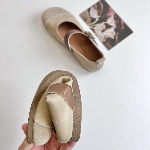 Retro Style Flat Bottom Round Toe Single Shoe Soft Sole 