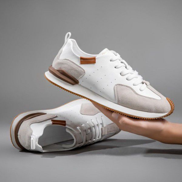 Men's shoes Breathable single shoe versatile sports casual shoes Genuine leather soft sole soft top cowhide small white shoes for men 