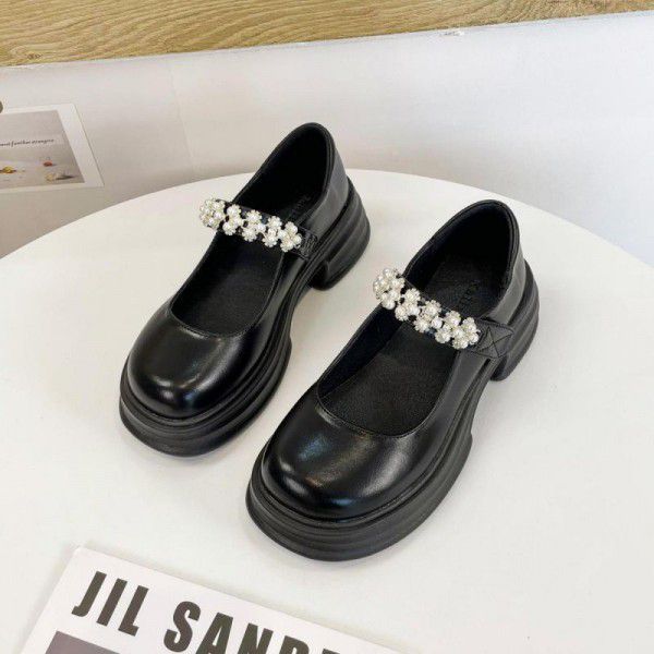 Mary Jane Women's Shoes New Summer Single Shoes Women's Matsutake Thick Sole Lightweight Small Leather Shoes 