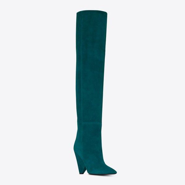 Women's shoes pleated long tube shaped heel pointed boots with stitching and cuffed elastic boots 