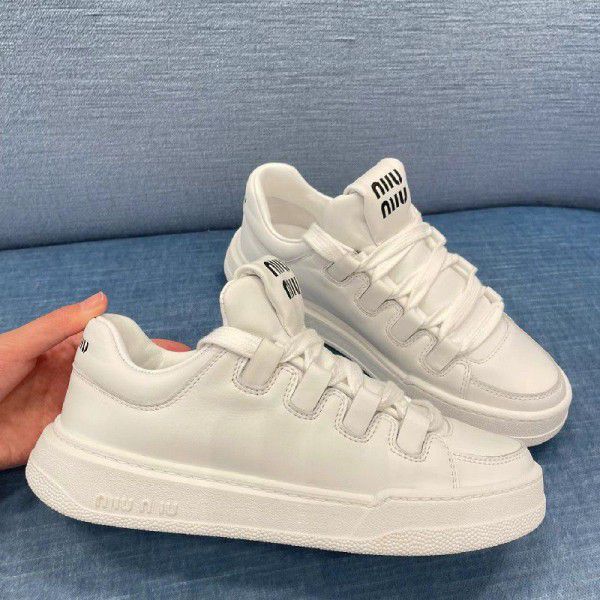 Spring New Flat Bottom Old Lace up Small White Shoes Thick Sole Increase Dirty Shoes Sports Shoes Female 
