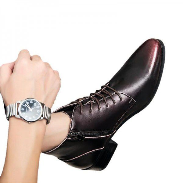 Autumn and Winter Business Casual Leather Shoes Men's High Top Shoes Pointed Hair stylist Shoes Cowhide Short Boots Martin Boots Men's Boots Leather Boots 