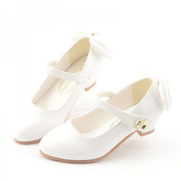 Spring New Girls' Shoes Small High Heel Leather Shoes Big Children's Princess Shoes Korean Edition Children's Shallow Mouth Mesh Red Single Shoes 