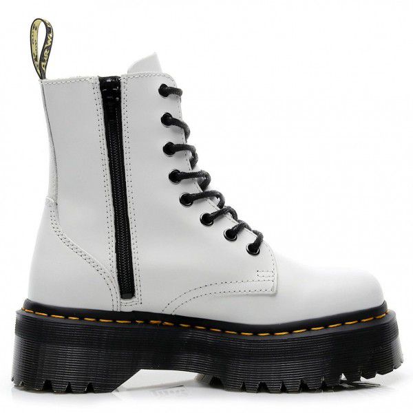 Thick soled 8-hole Martin boots with side zipper British women's short boots, muffin bottoms, lace up work boots 
