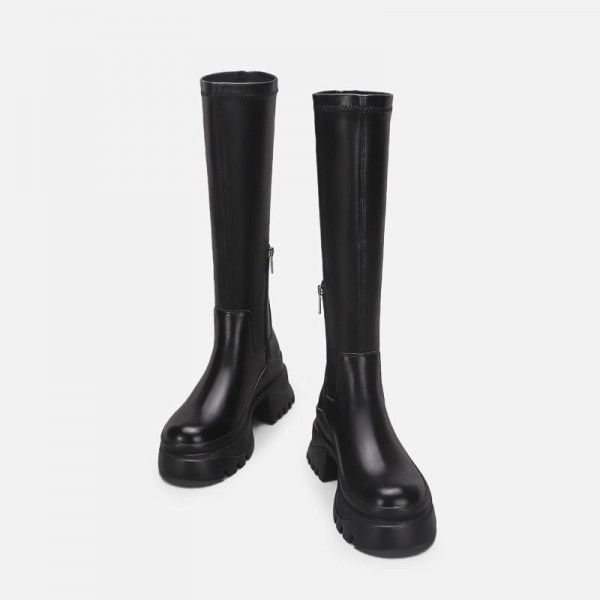 High boots, new black high rise and slimming knight boots, Martin boots below knee height 
