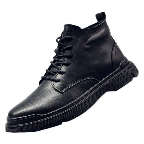 New Genuine Leather Martin Boots for Men's High To...