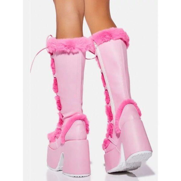 Winter New Women's Boots Thick Sole High Heel Waterproof Platform Long Boots Fur Boots Women's Boots 