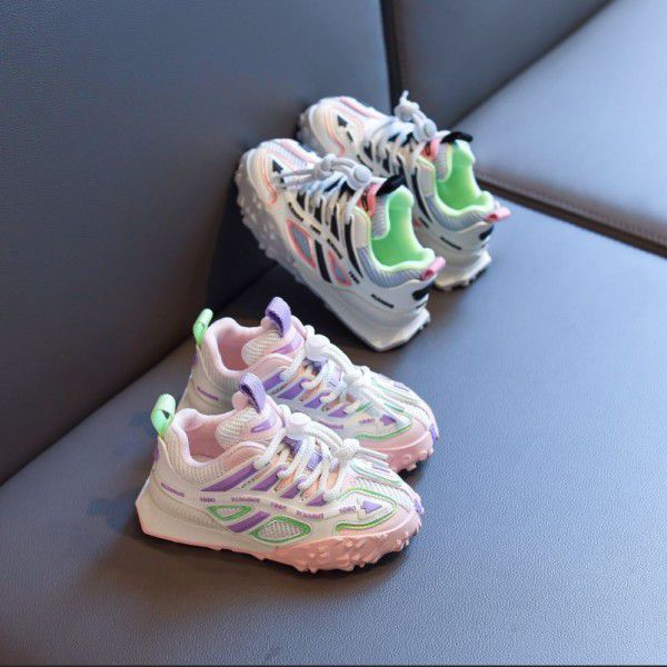 Children's Sports Shoes Autumn New Mesh Breathable Girls' Dad Shoes in Big Boy Fashion Brand Casual 