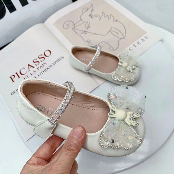 Spring Girls' Leather Shoes Soft Sole Comfortable Flat Shoes Cartoon Princess Shoes Casual Shoe Trend 