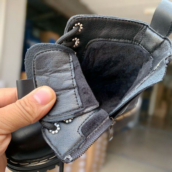 Children's Martin Boots Autumn and Winter New Girls' Cotton Short Boots Boys' Black and White Panda Leather Shoes Keep Warm 