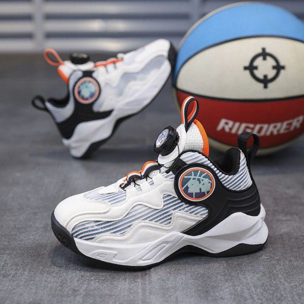 Boys' shoes Magic buckle basketball shoes Sports shoes Big boys' soft sole shoes 