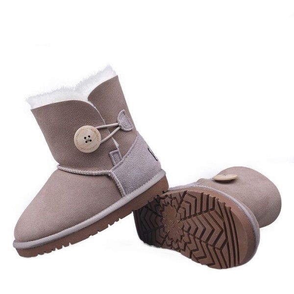 Autumn and Winter Parent-child Warm Children's Snow Boots Anti slip Cow Rib Sole Mid Sleeve Girls' Leather Boots Cotton Boots 