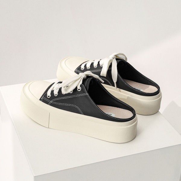 Genuine leather small white shoes, thick soled biscuit shoes, new style shoes, versatile for children, summer students, taller, small casual board shoes 