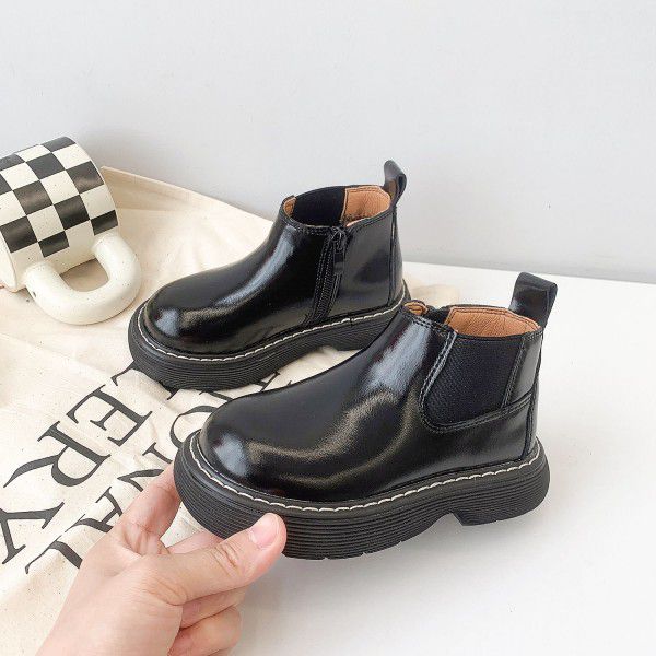 Children's Short Boots Simple Autumn New Girls' English Style Thick Sole Single Martin Boots Boys' Boots 