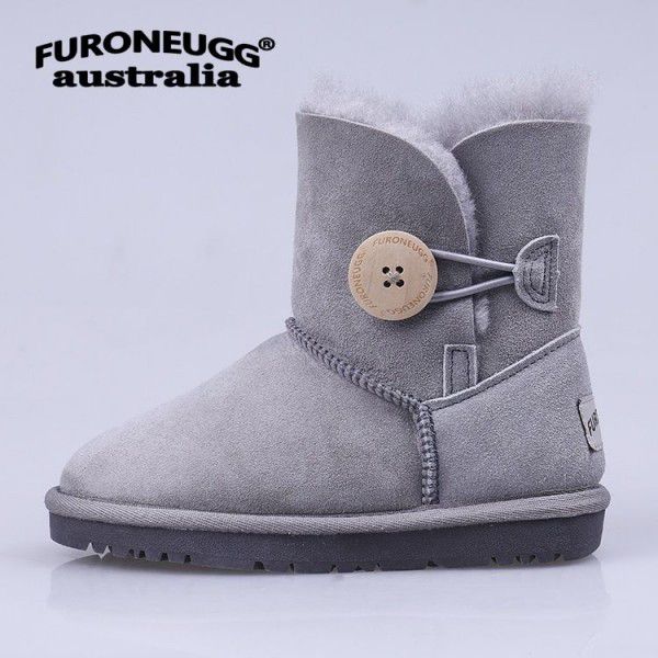 Autumn and Winter Parent-child Warm Children's Snow Boots Anti slip Cow Rib Sole Mid Sleeve Girls' Leather Boots Cotton Boots 