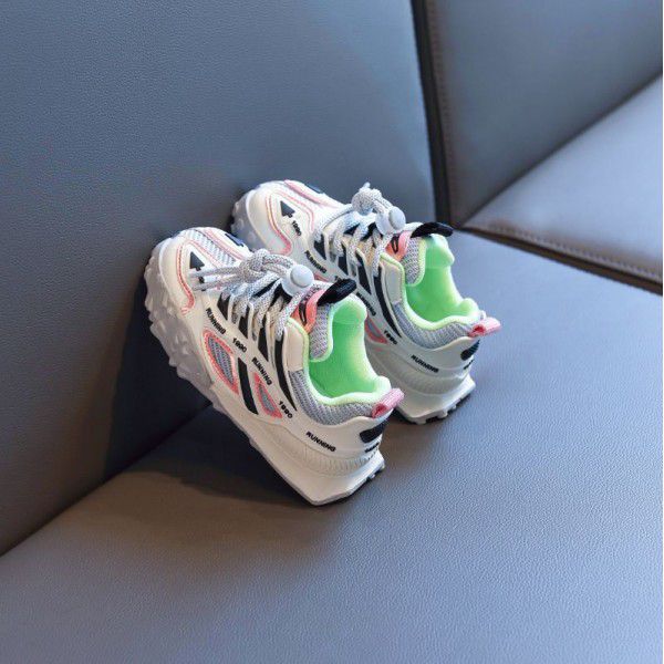 Children's Sports Shoes Autumn New Mesh Breathable Girls' Dad Shoes in Big Boy Fashion Brand Casual 