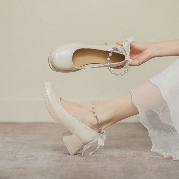 Early Spring New White Mary Jane Single Shoes, Fem...