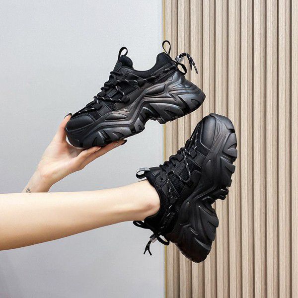 Spring New Product Thick Sole Heightened Dad's Shoes Women's Casual Shoes Show Feet Small Sports Shoes Women's Classic Little White Shoes 