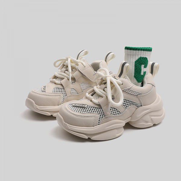 Children's Transparent Mesh Fashion Dad Shoes Summer New Children's Shoes Boys and Girls' Lightweight Sports Mesh Shoes Student Single Shoes 