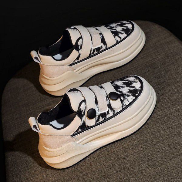 Little White Shoes Spring New Genuine Leather Versatile Thick Sole Sports Casual Board Shoes for Women 