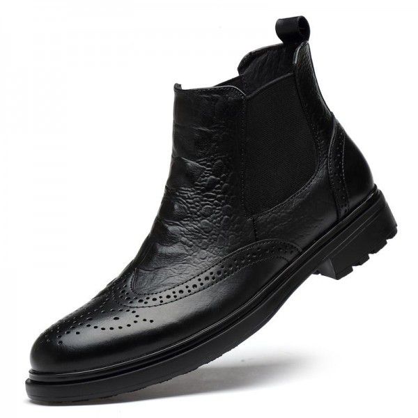 Autumn and Winter New High Top Men's Business Pointed Leather Shoes Crocodile Pattern Men's Boots Cowhide Men's Shoes Martin Boots 