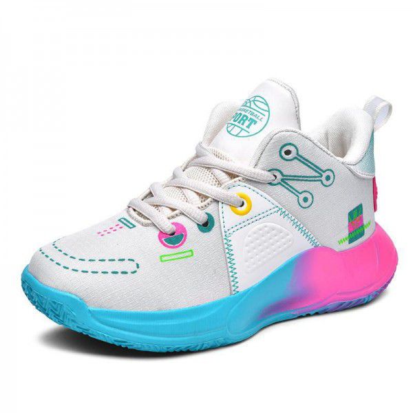 Children's Basketball Shoes Summer New Boys' Sports Shoes Medium to Large Children's Mesh Breathable Running Shoes Boys' Football Shoes 