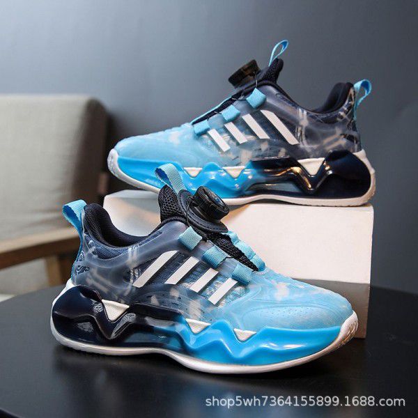 Boys' Shoes Spring and Autumn New Rotary Button Boys' Versatile Running Shoes Middle and Big Children's Sports Shoes 