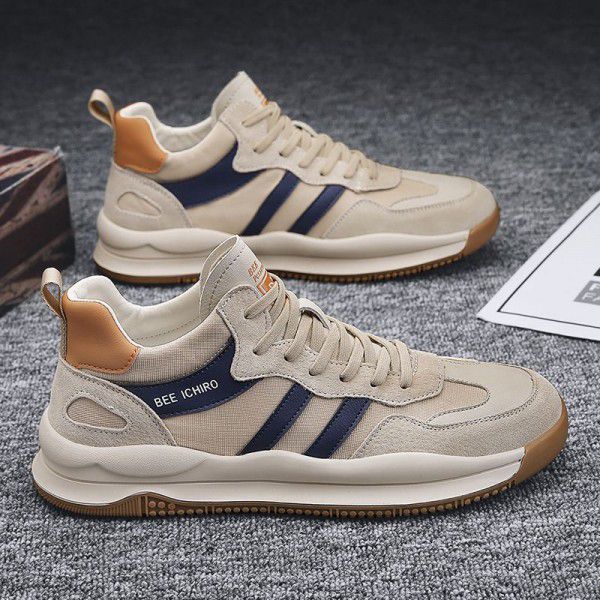 Autumn and Winter Small Mid Top Casual Men's Shoes Korean Edition Breathable Versatile Men's Fashion Sports Board Shoes Genuine Leather 